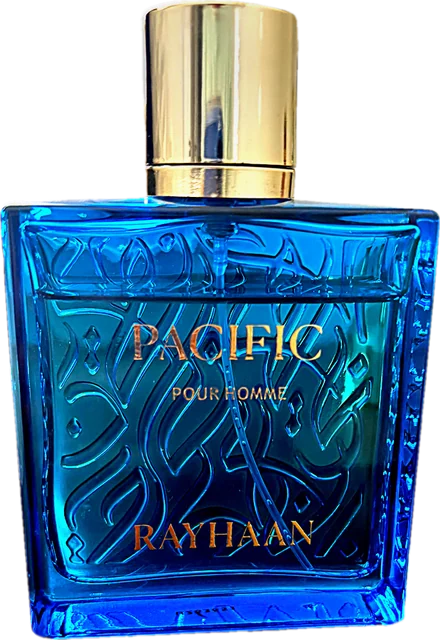 Rayhaan Pacific cologne bottle, decanted into 2ml, 5ml and 10ml samples